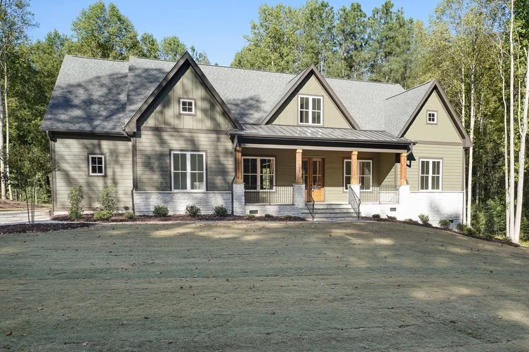 Outside Exterior of a Green Custom Home built by Glenwood Builders in Southern Wake County